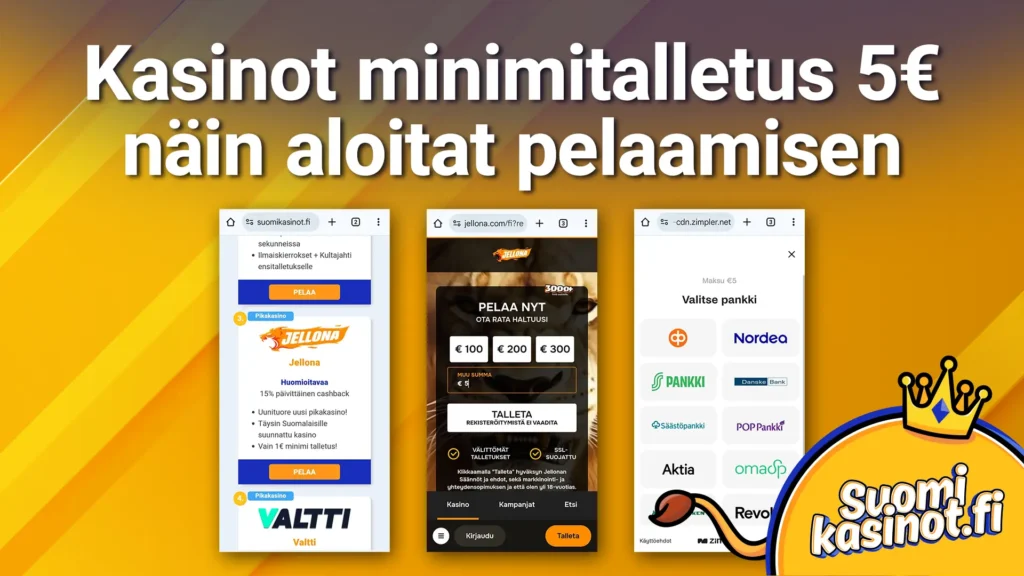 kasinot minimitalletus 5€ näin pelaat